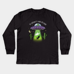 to insanity and beyond alien ufo cats Kids Long Sleeve T-Shirt